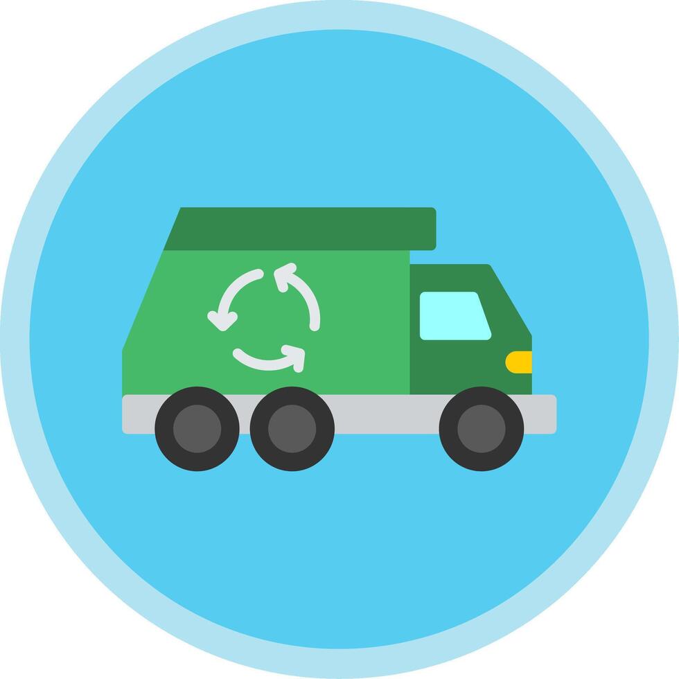 Trash Truck Flat Multi Circle Icon vector