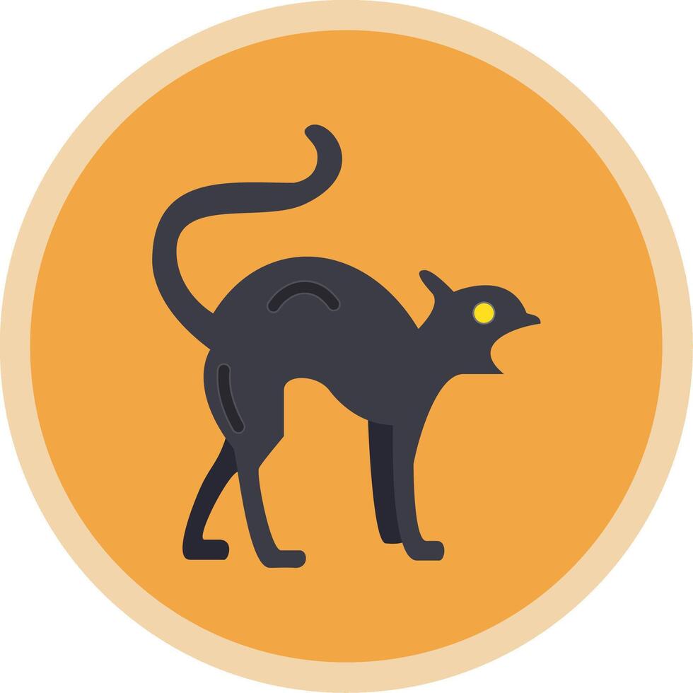 Black Cat Flat Multi Circle Icon vector