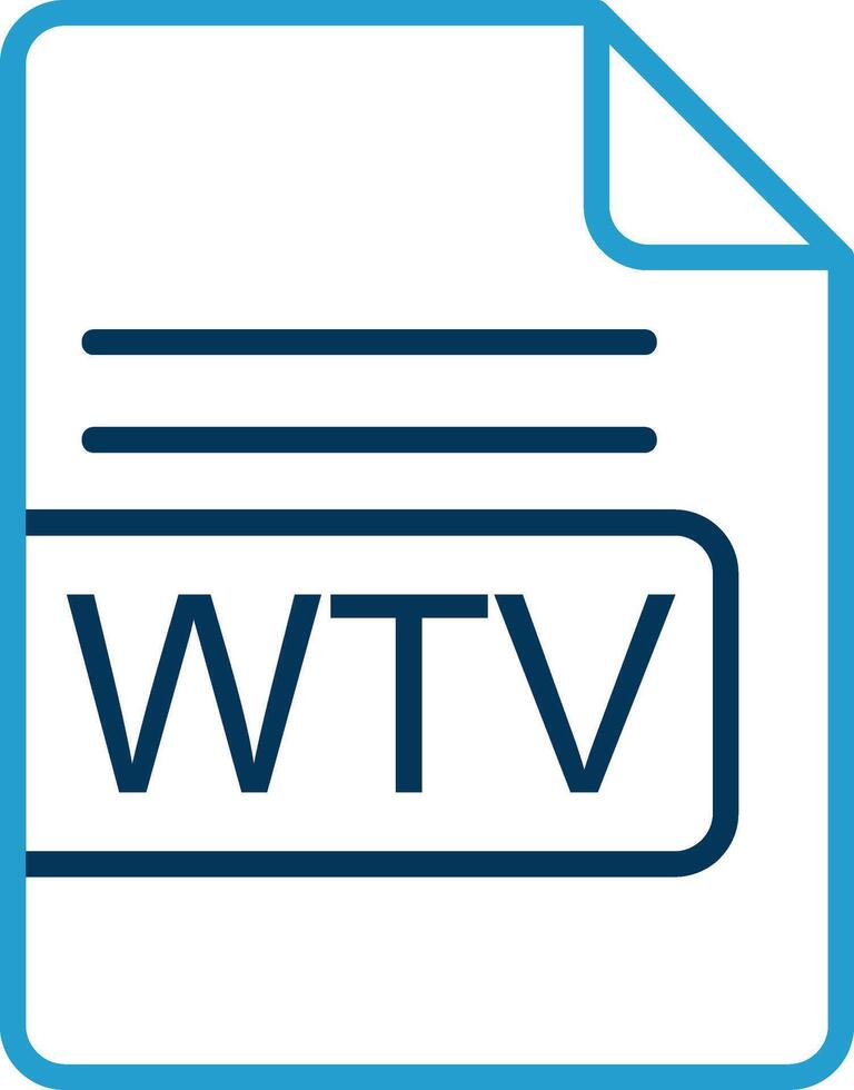 WTV File Format Line Blue Two Color Icon vector