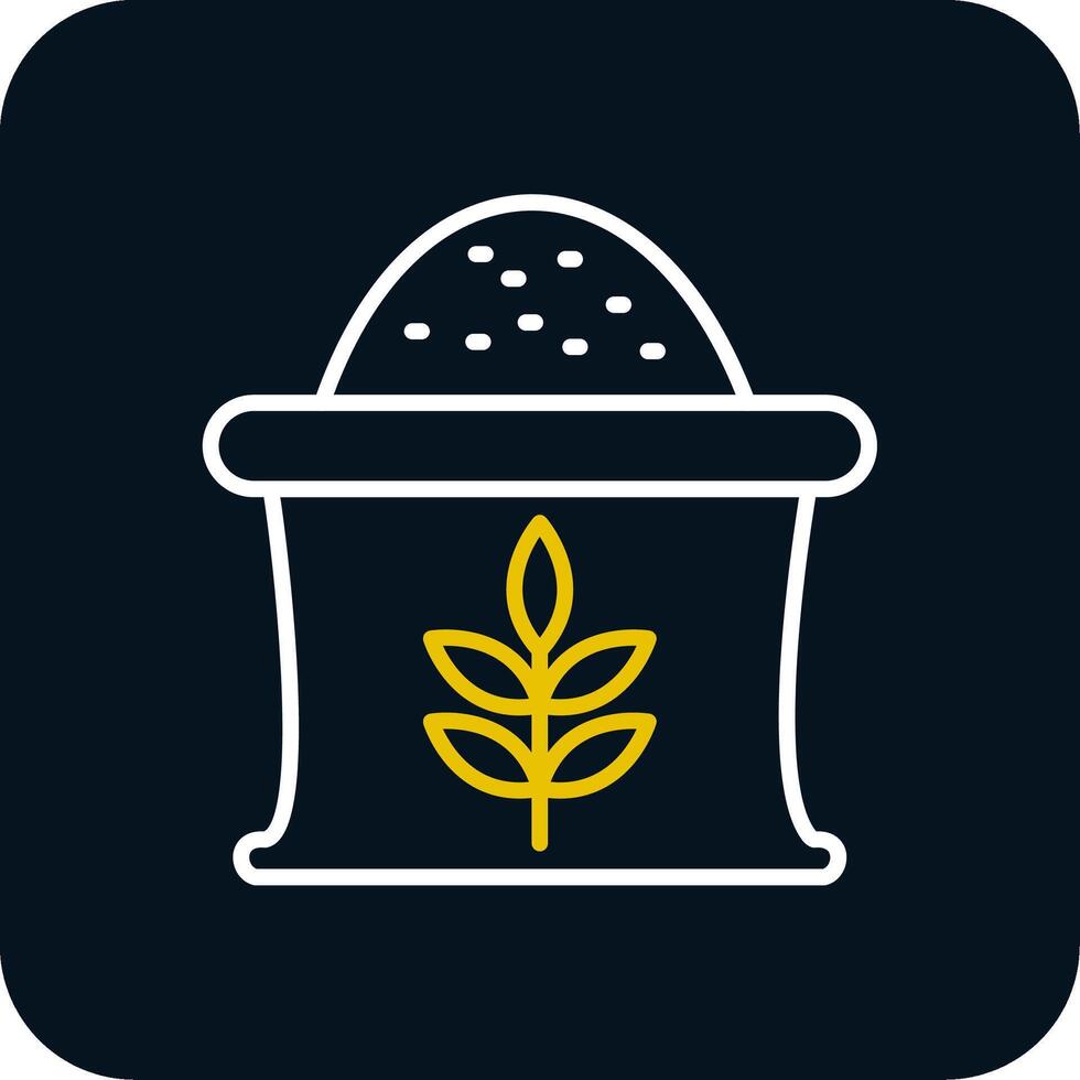 Wheat Sack Line Yellow White Icon vector