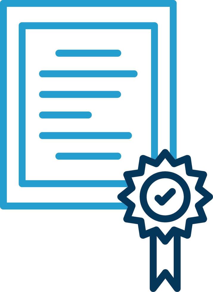 Certificate Line Blue Two Color Icon vector