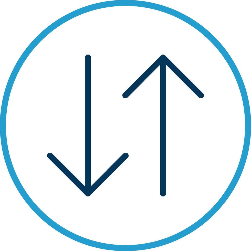 flechas línea azul dos color icono vector