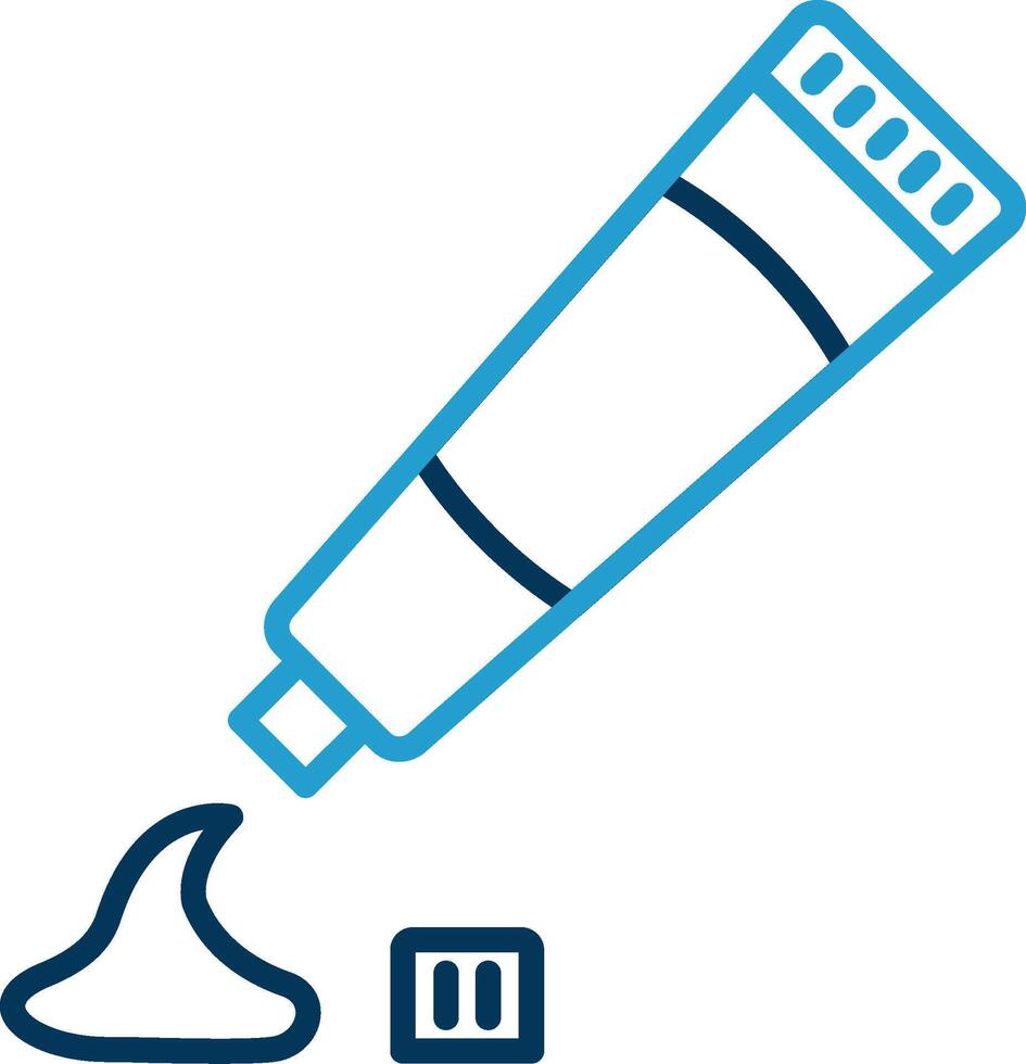 Tooth Paste Line Blue Two Color Icon vector