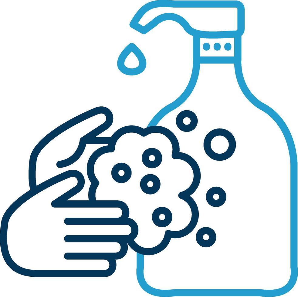 Hand Wash Line Blue Two Color Icon vector