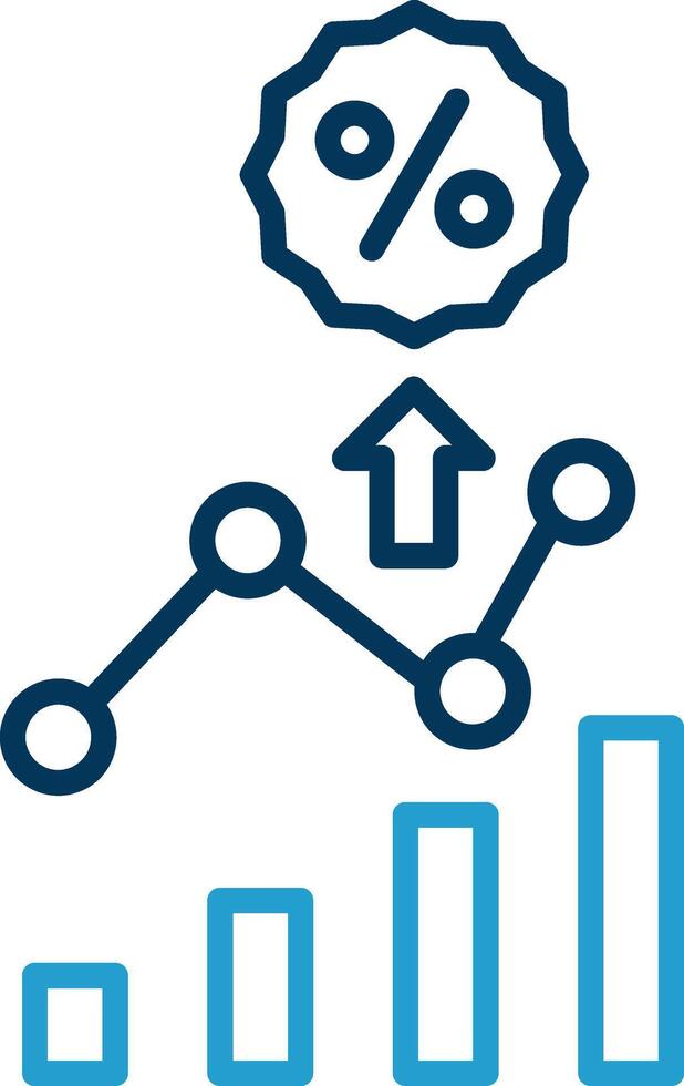 Percentage Line Blue Two Color Icon vector