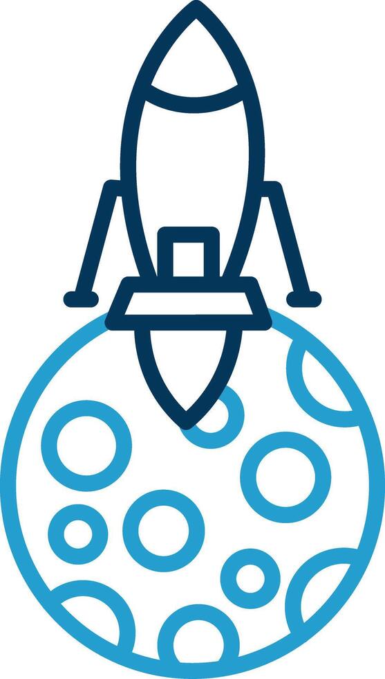 Moon Landing Line Blue Two Color Icon vector