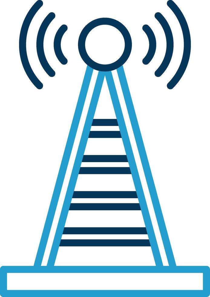 Radio Tower Line Blue Two Color Icon vector