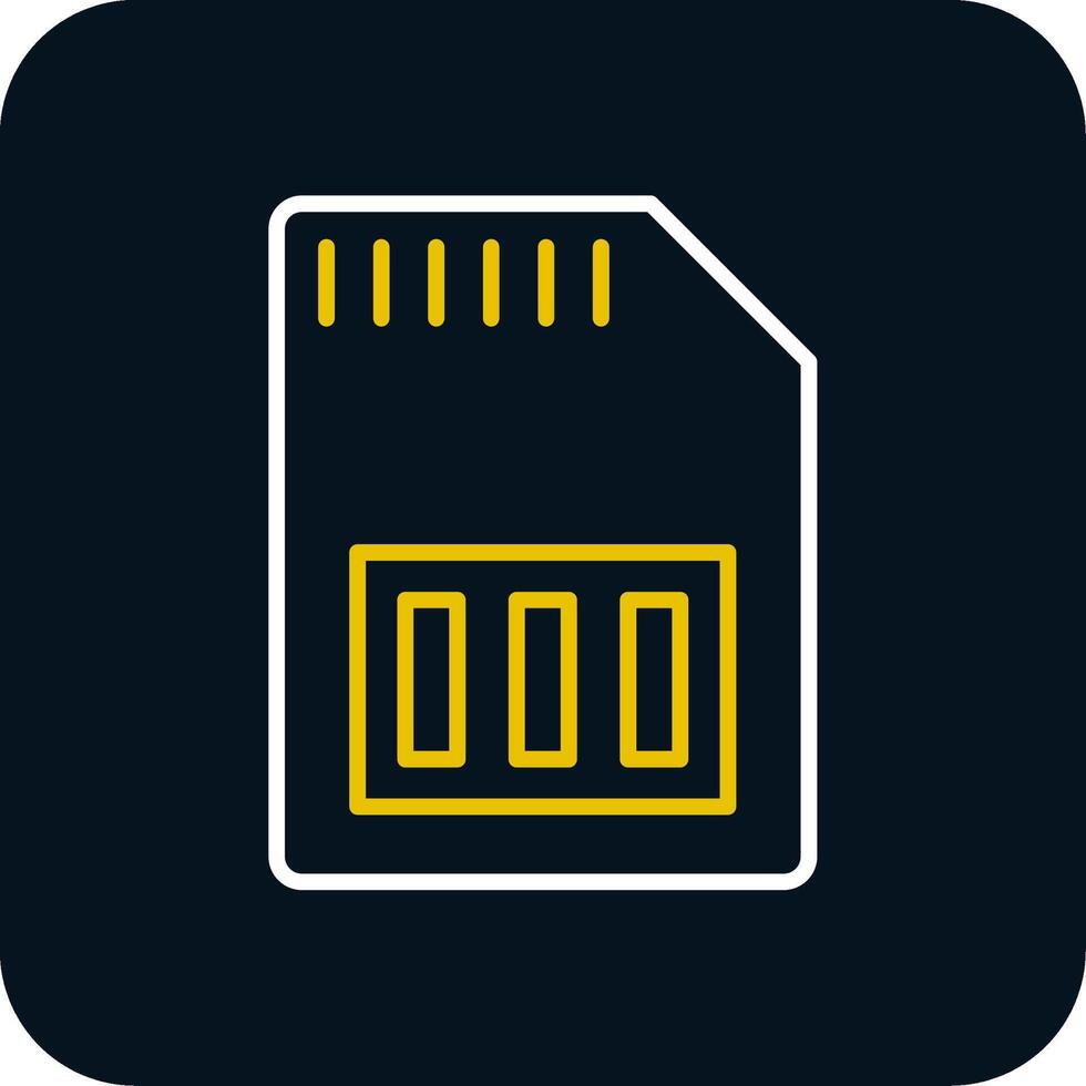 Sd Card Line Yellow White Icon vector