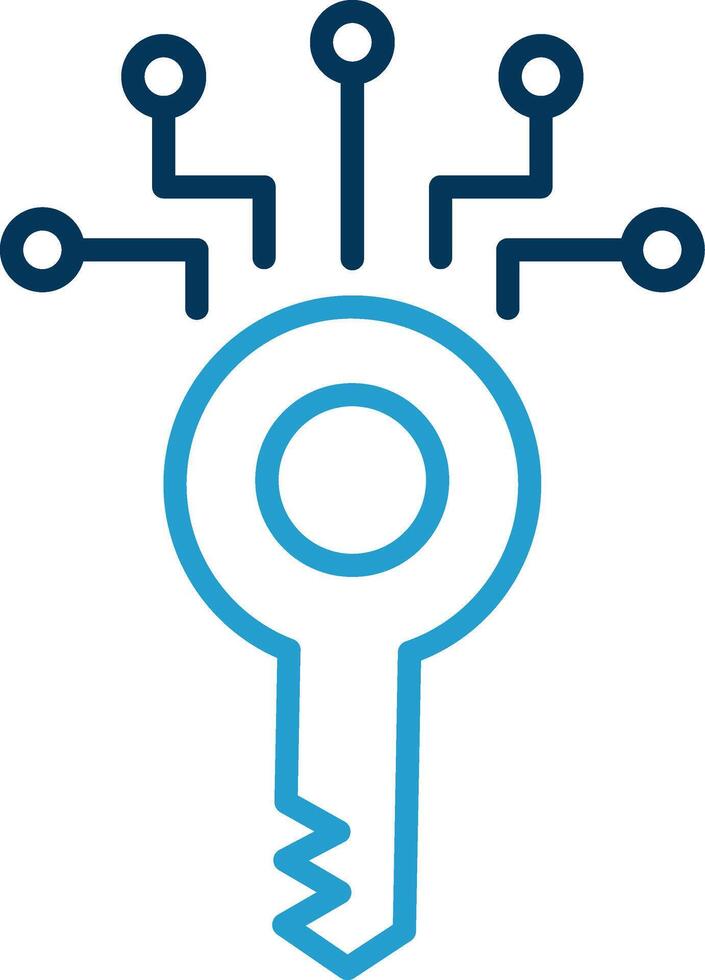 Digital Key Line Blue Two Color Icon vector
