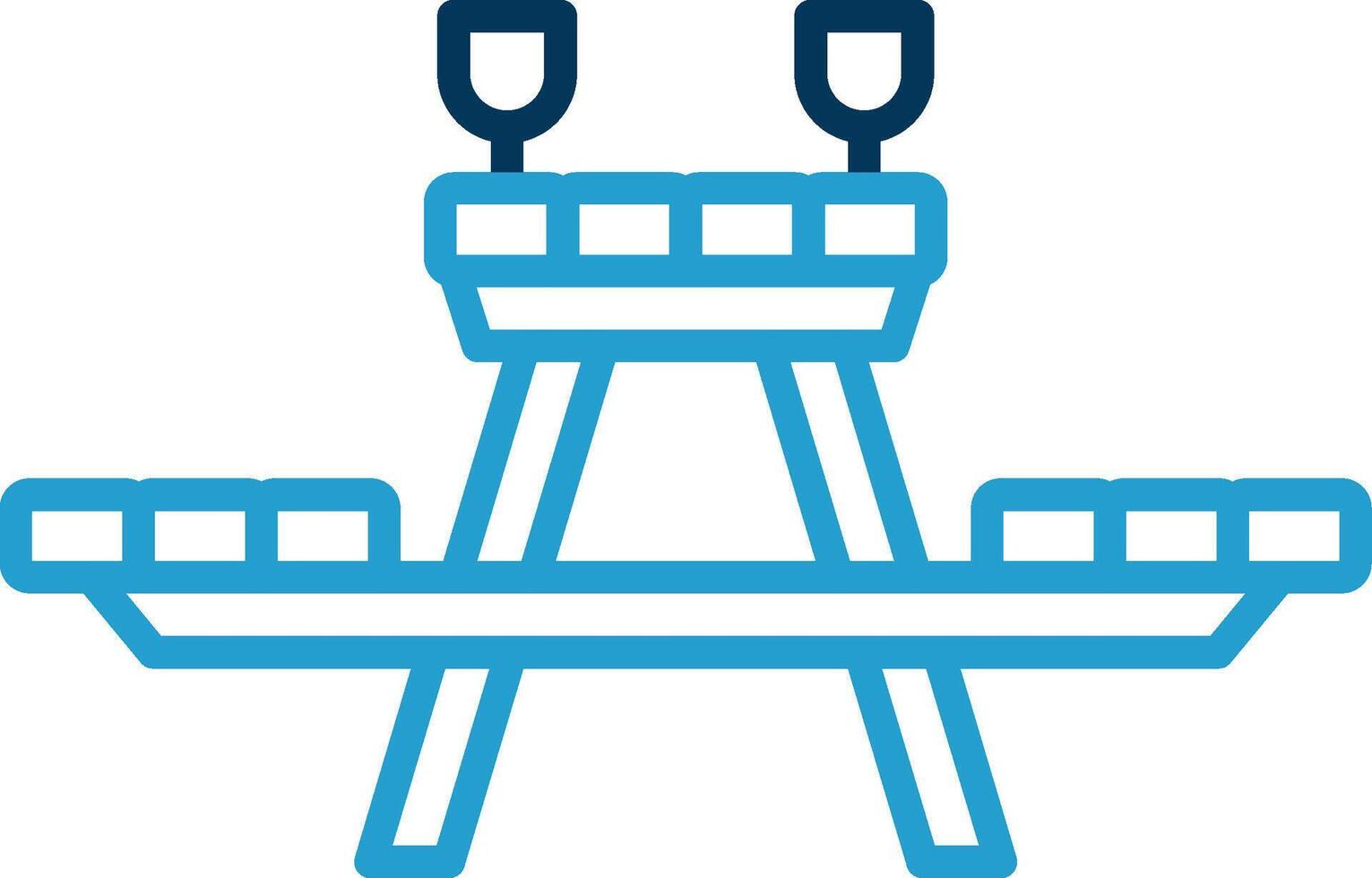 Picnic Table Line Blue Two Color Icon vector
