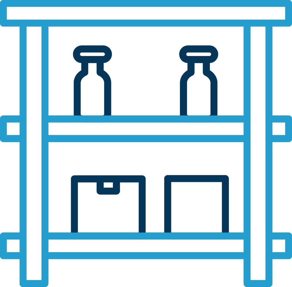 Shelves Line Blue Two Color Icon vector