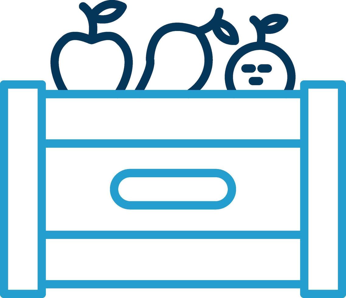 Fruit Box Line Blue Two Color Icon vector