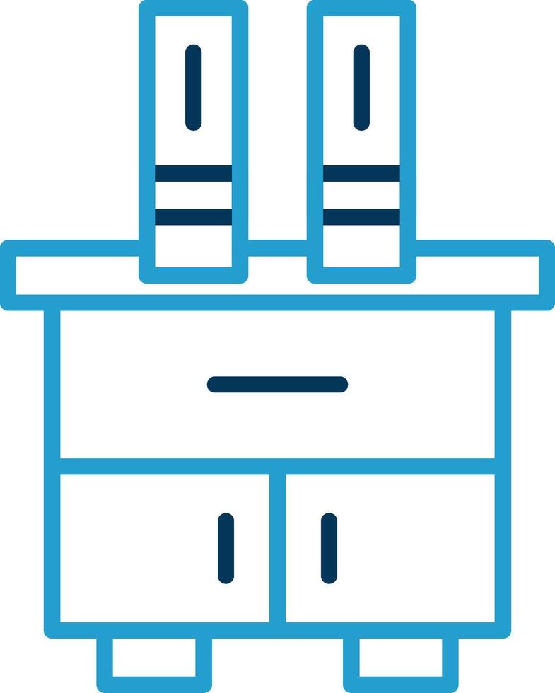 Side Table Line Blue Two Color Icon vector