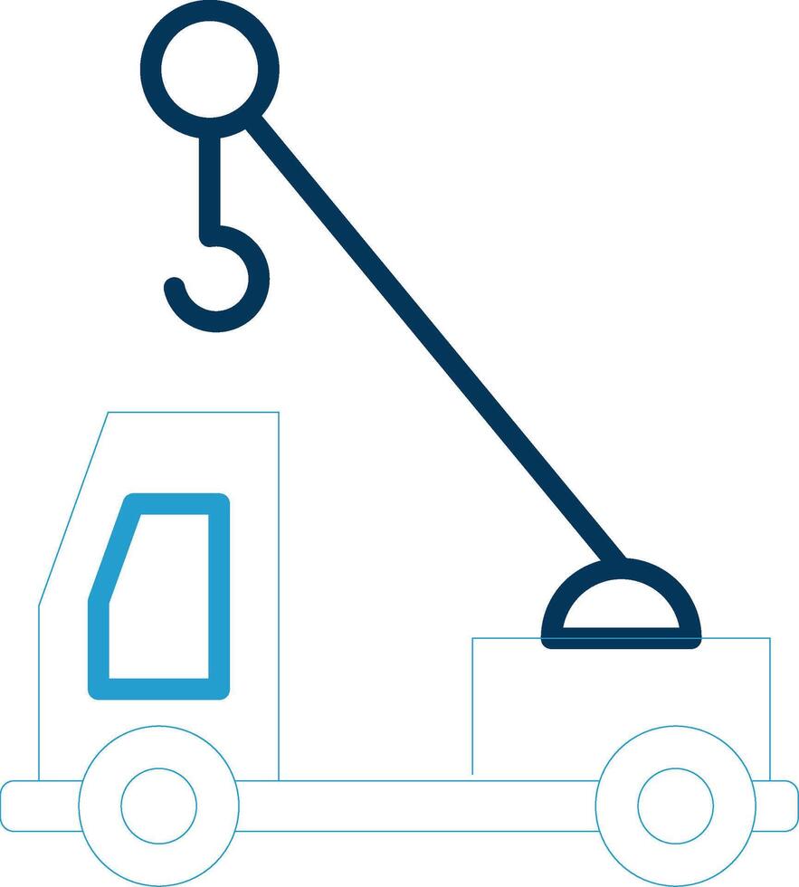 Crane Truck Line Blue Two Color Icon vector
