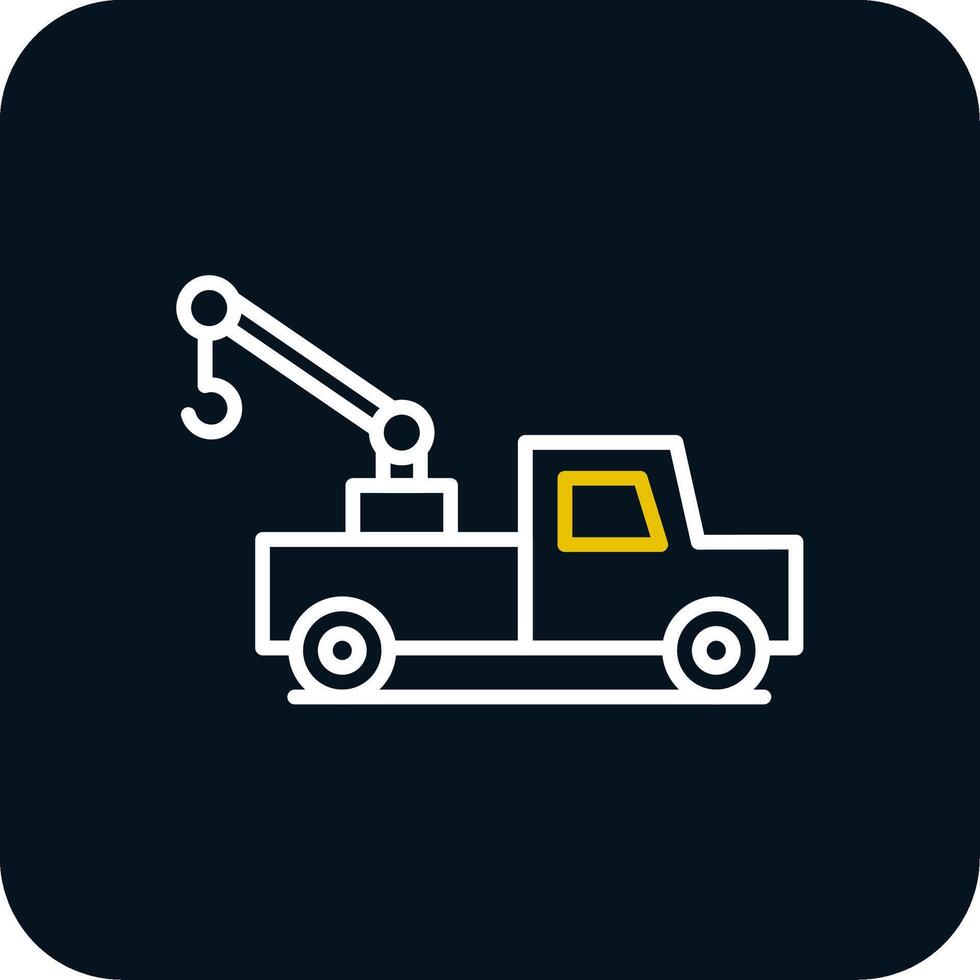 Tow Truck Line Yellow White Icon vector