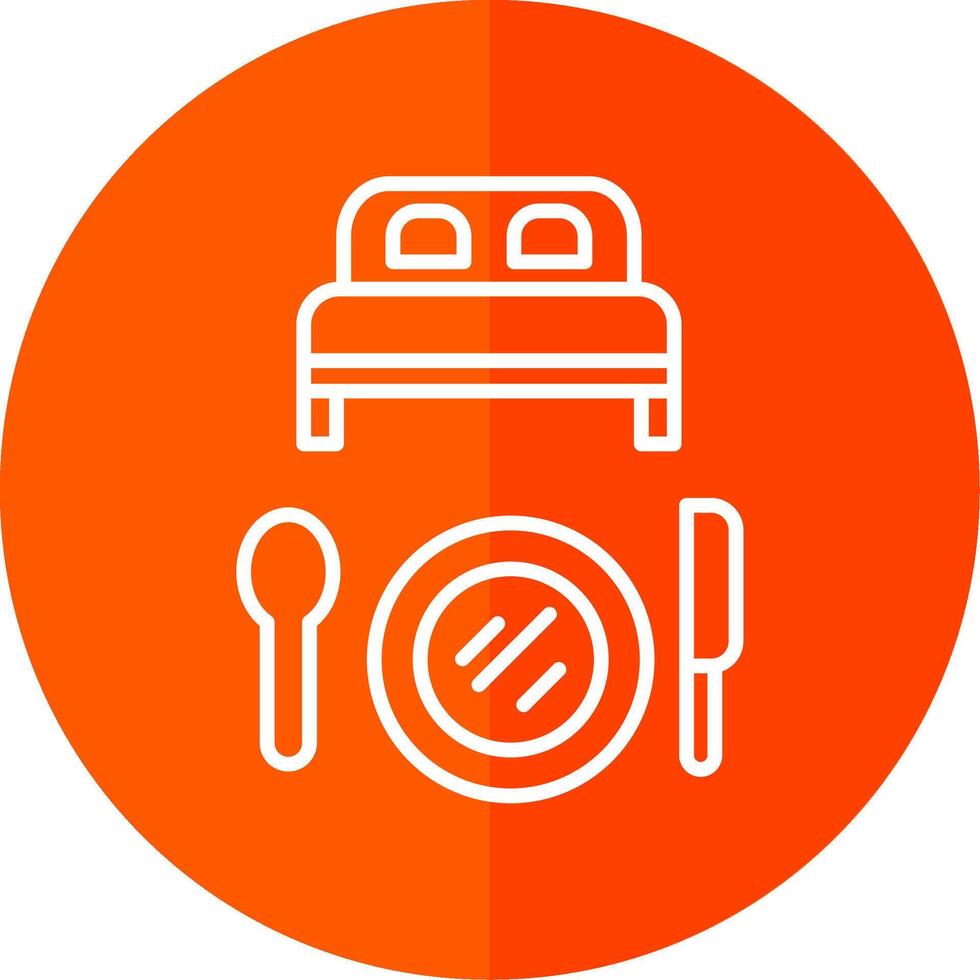 Bed And Breakfast Line Yellow White Icon vector