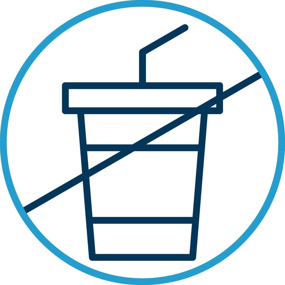 No Drink Line Blue Two Color Icon vector
