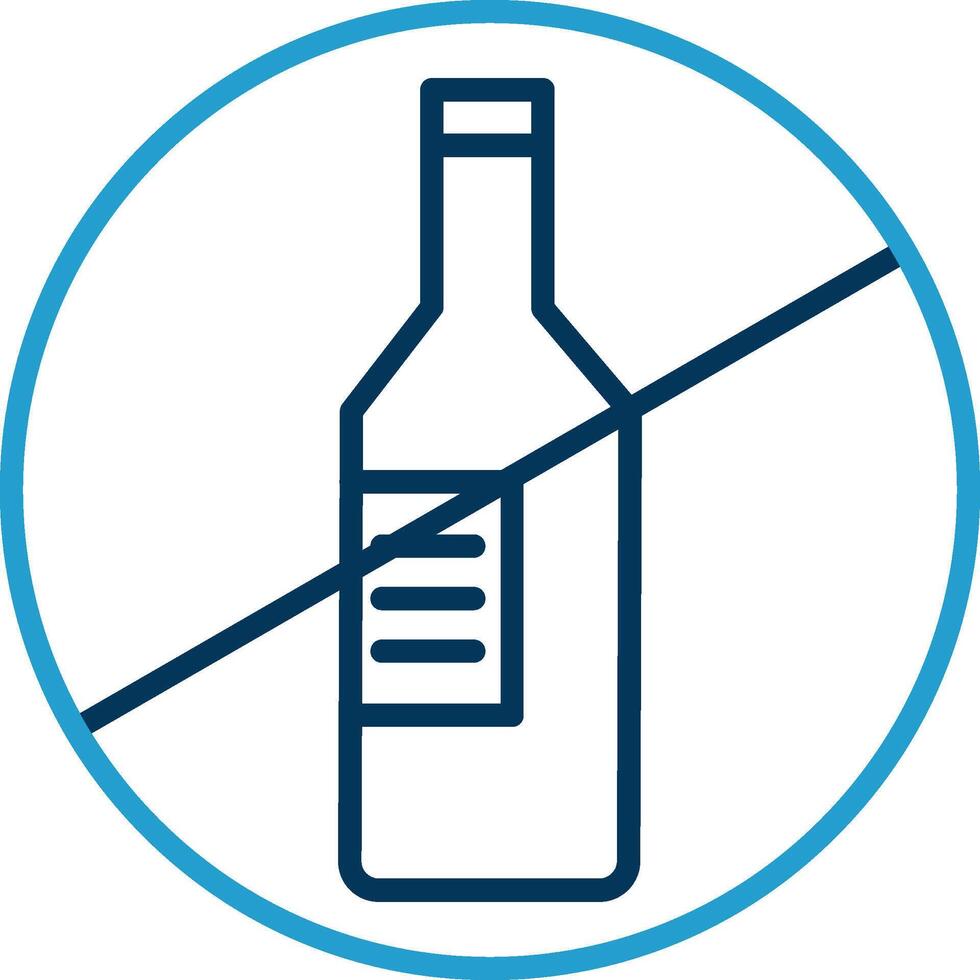 No alcohol línea azul dos color icono vector