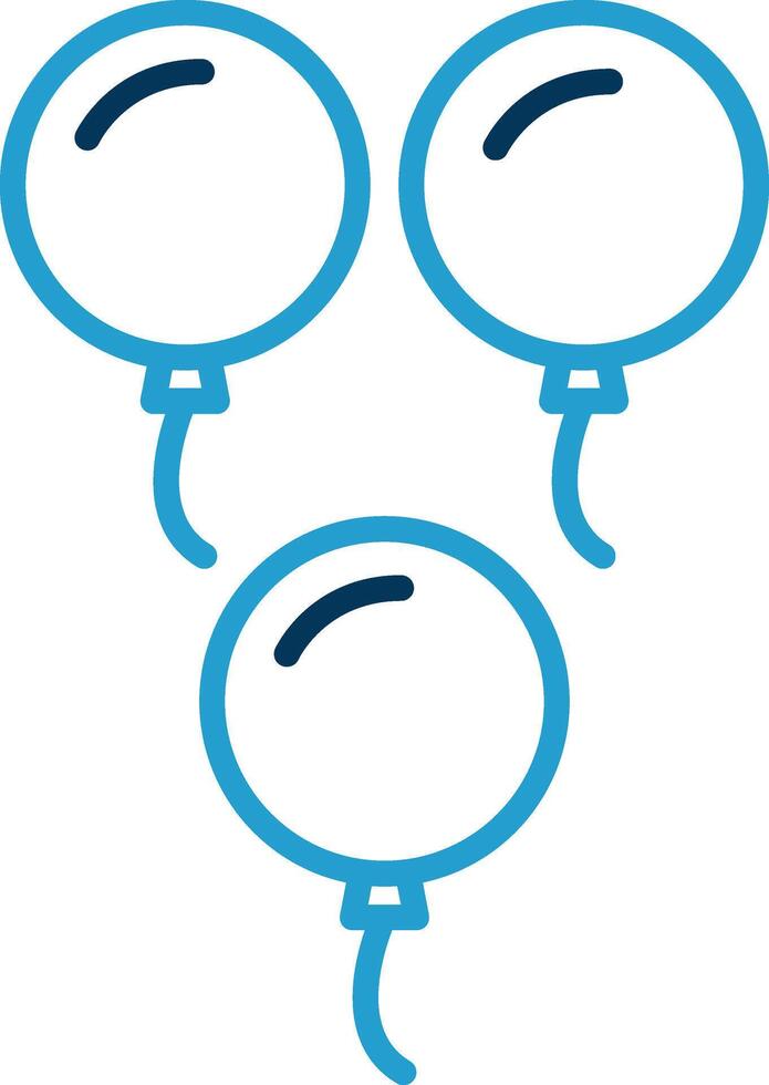 globos línea azul dos color icono vector