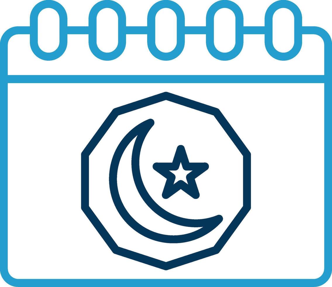 Ramadan Day Line Blue Two Color Icon vector