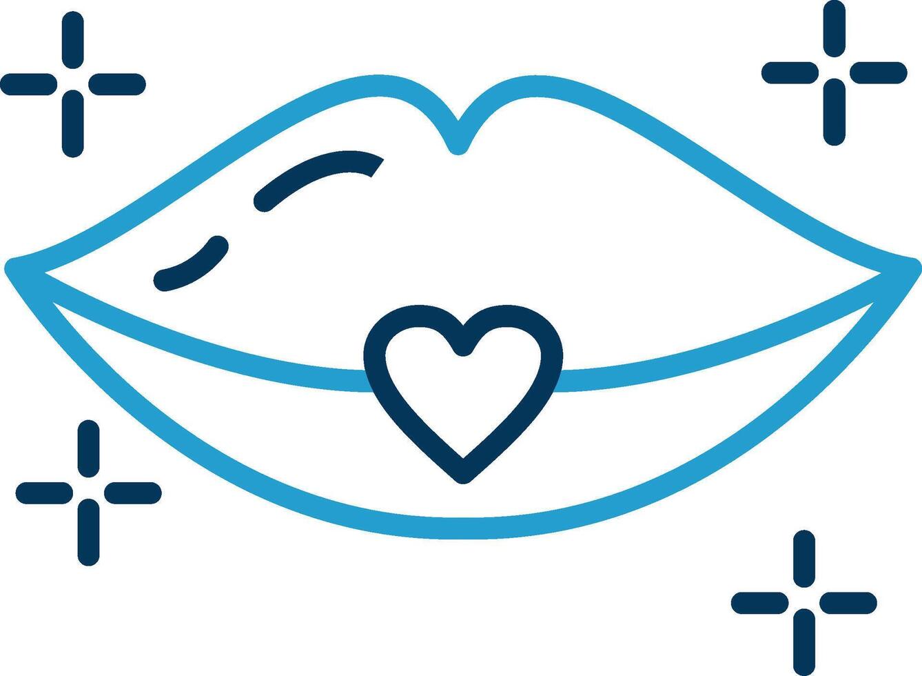 Lips Line Blue Two Color Icon vector