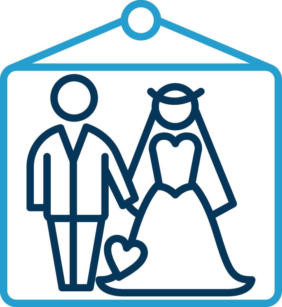 Wedding Photos Line Blue Two Color Icon vector