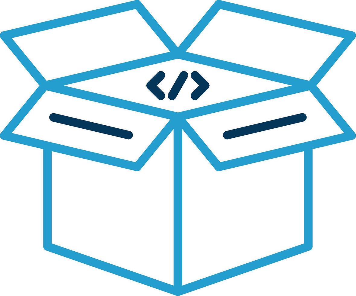 Open Box Line Blue Two Color Icon vector