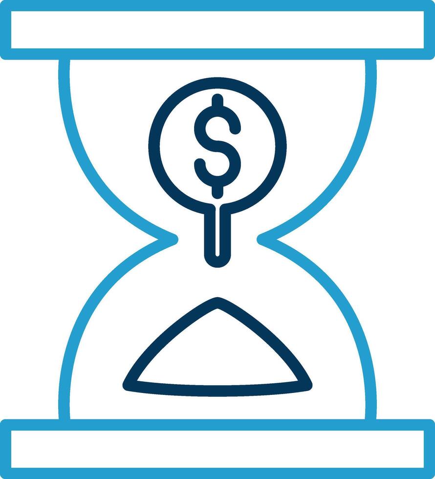 Sand Timer Line Blue Two Color Icon vector