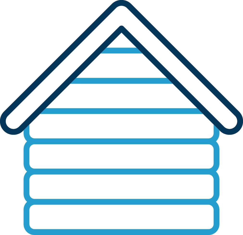 Wooden House Line Blue Two Color Icon vector