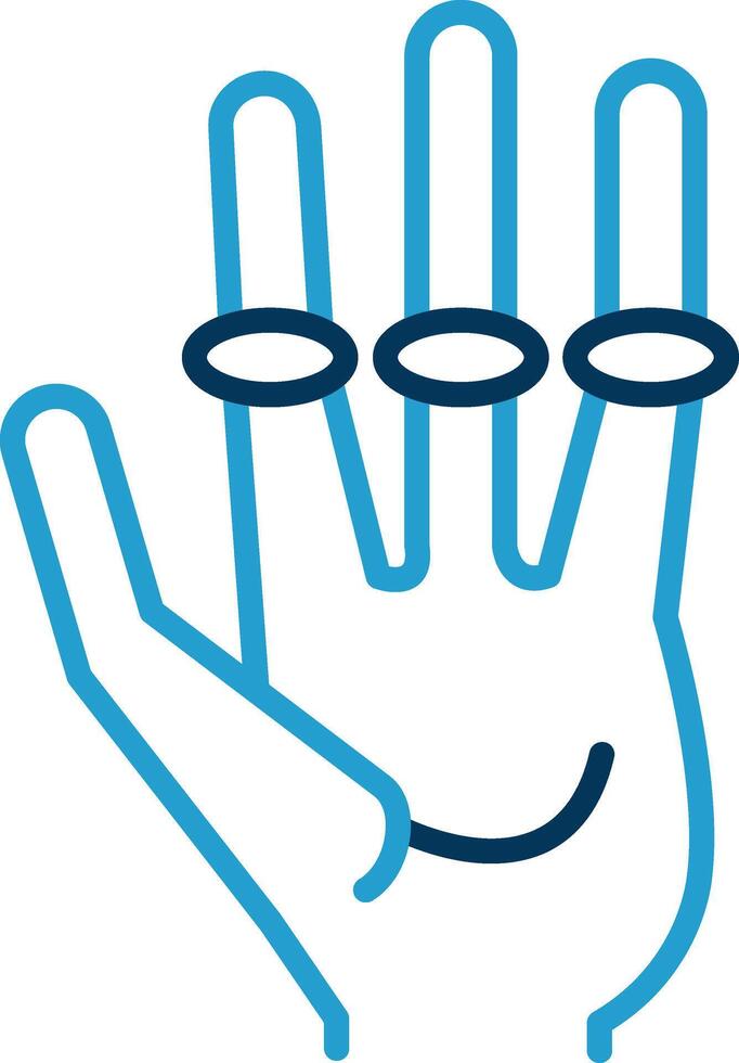 Alien Hand Line Blue Two Color Icon vector