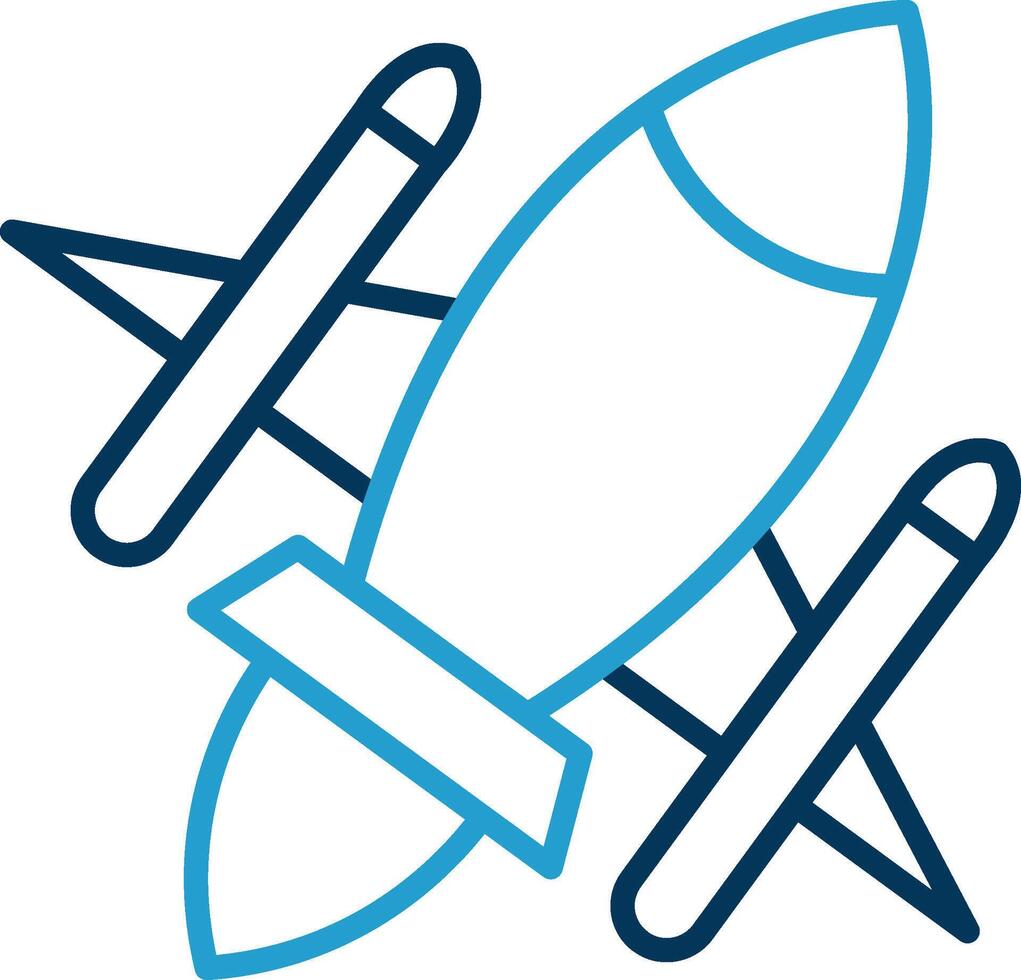 Rocket Ship Line Blue Two Color Icon vector