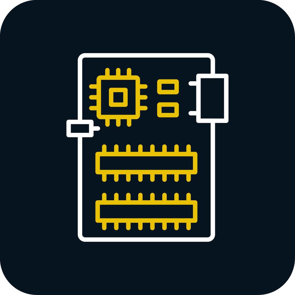 Circuit Board Line Yellow White Icon vector