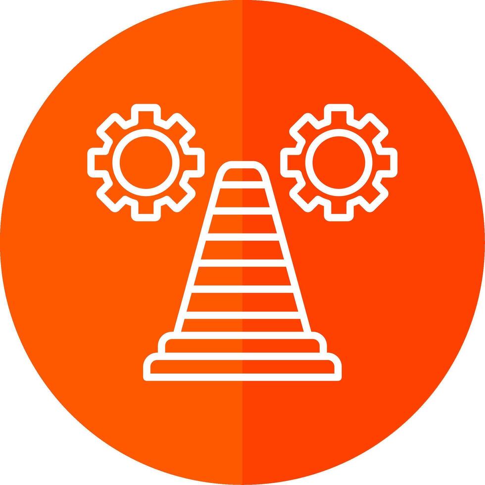 Traffic Cone Line Yellow White Icon vector