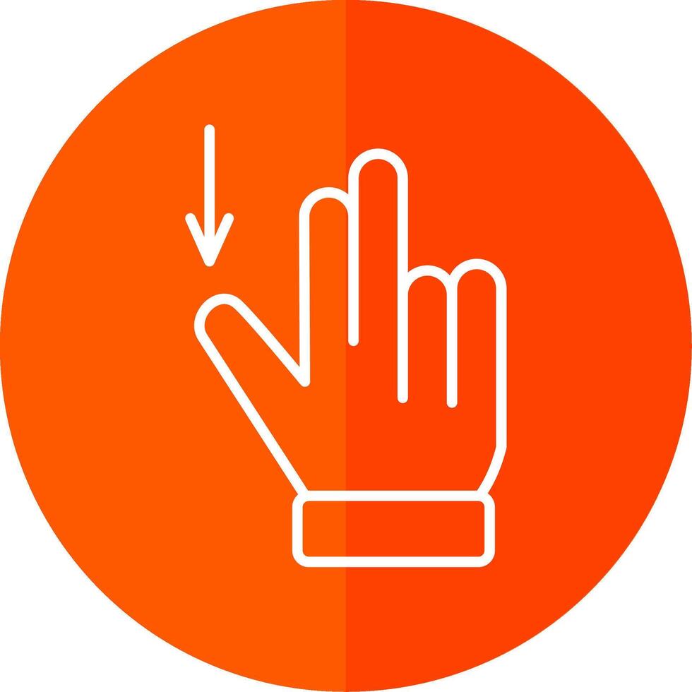 Two Fingers Drag Down Line Yellow White Icon vector