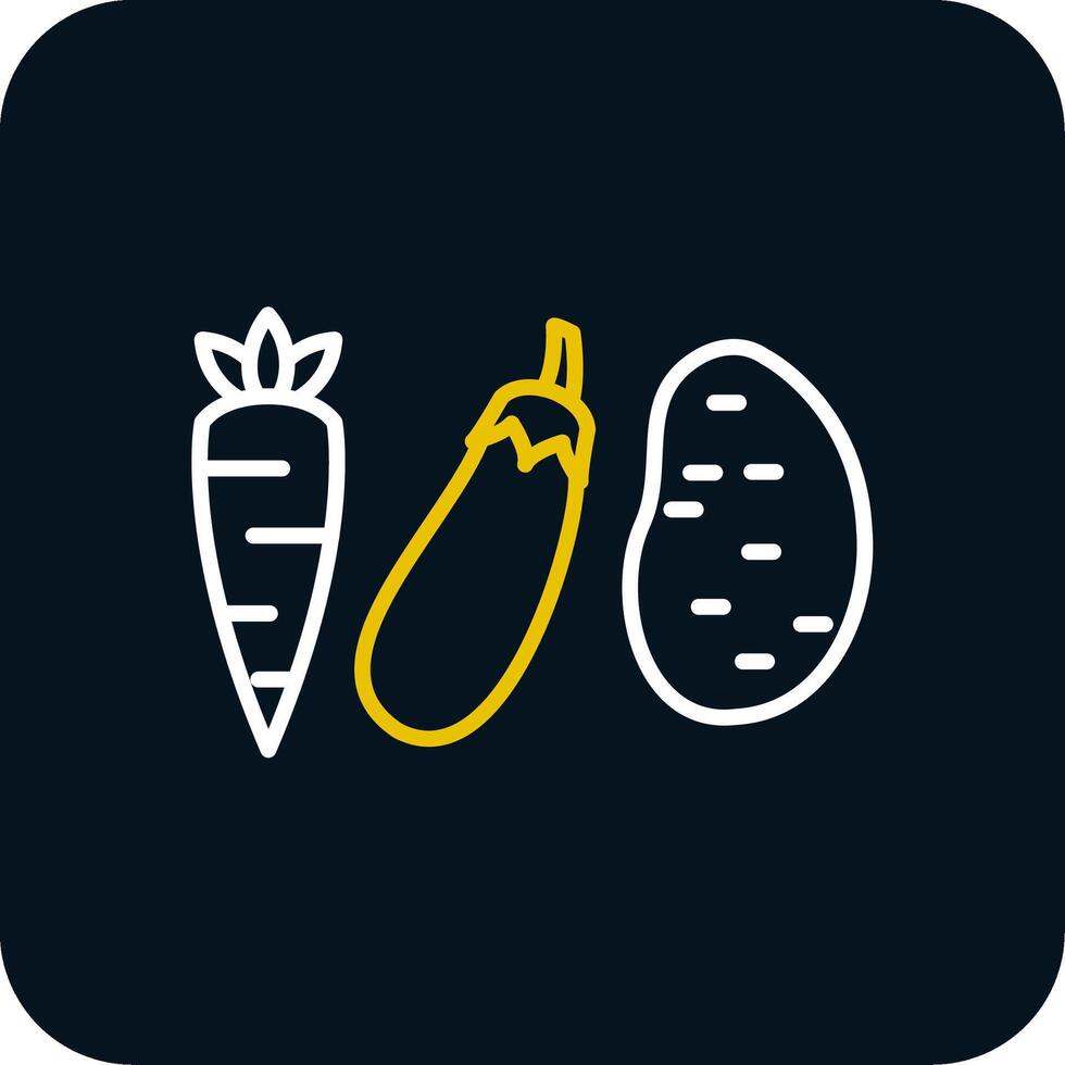 Vegetables Line Yellow White Icon vector