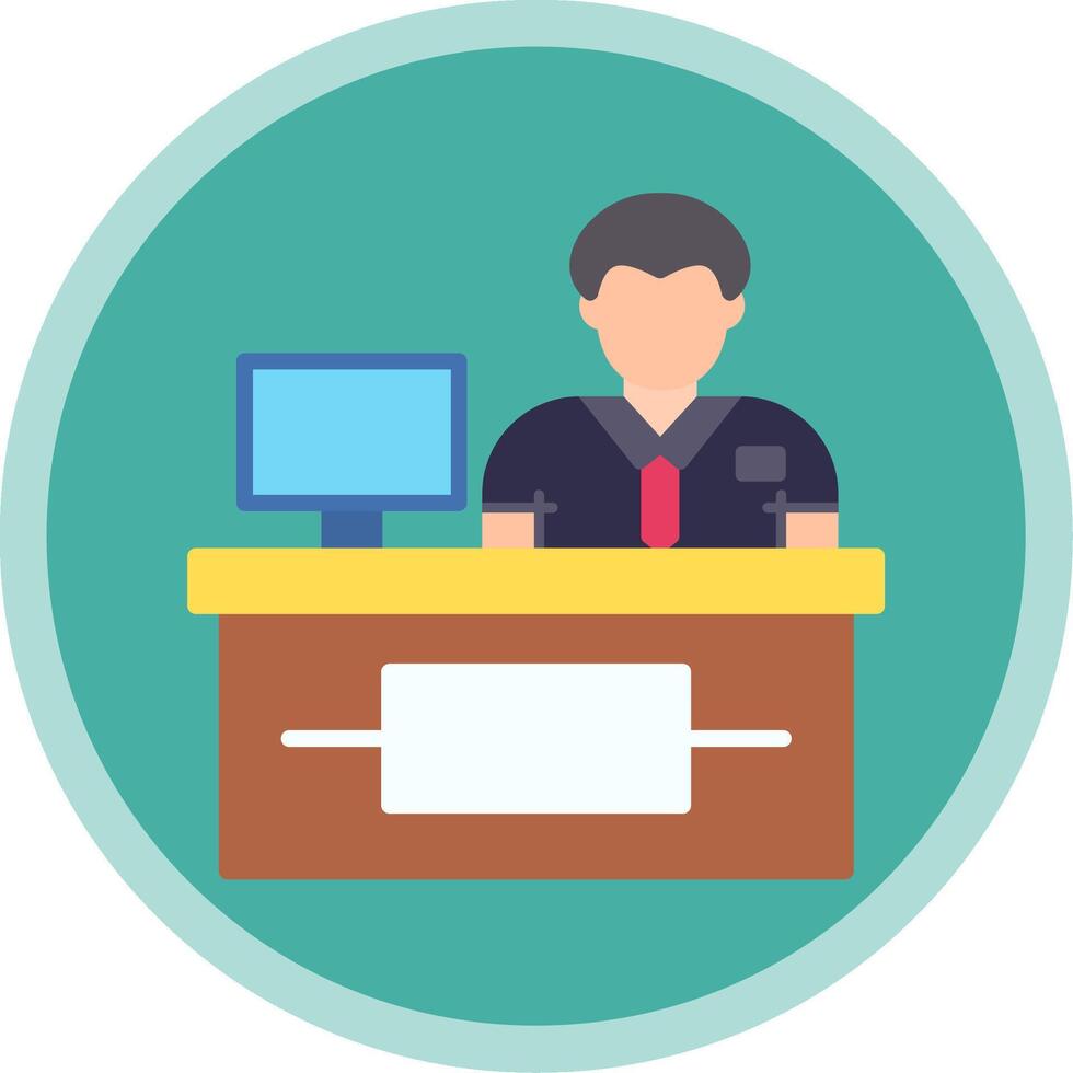 Cashier Flat Multi Circle Icon vector