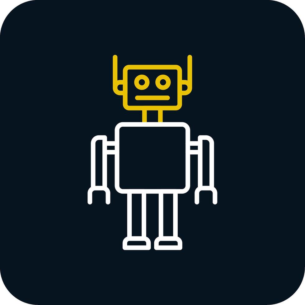 robot línea amarillo blanco icono vector