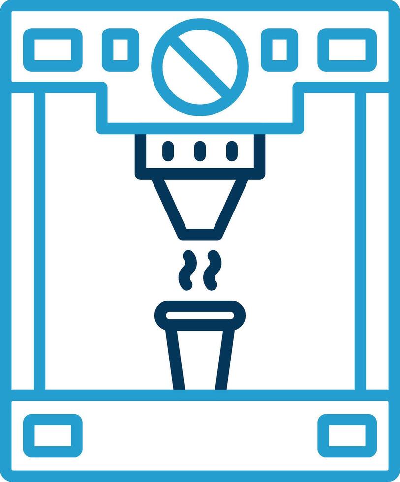 Coffee Machine Line Blue Two Color Icon vector