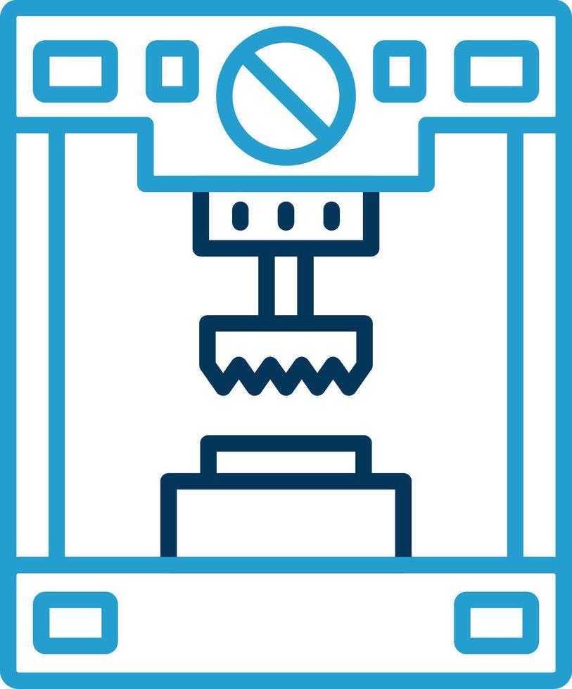 Press Machine Line Blue Two Color Icon vector