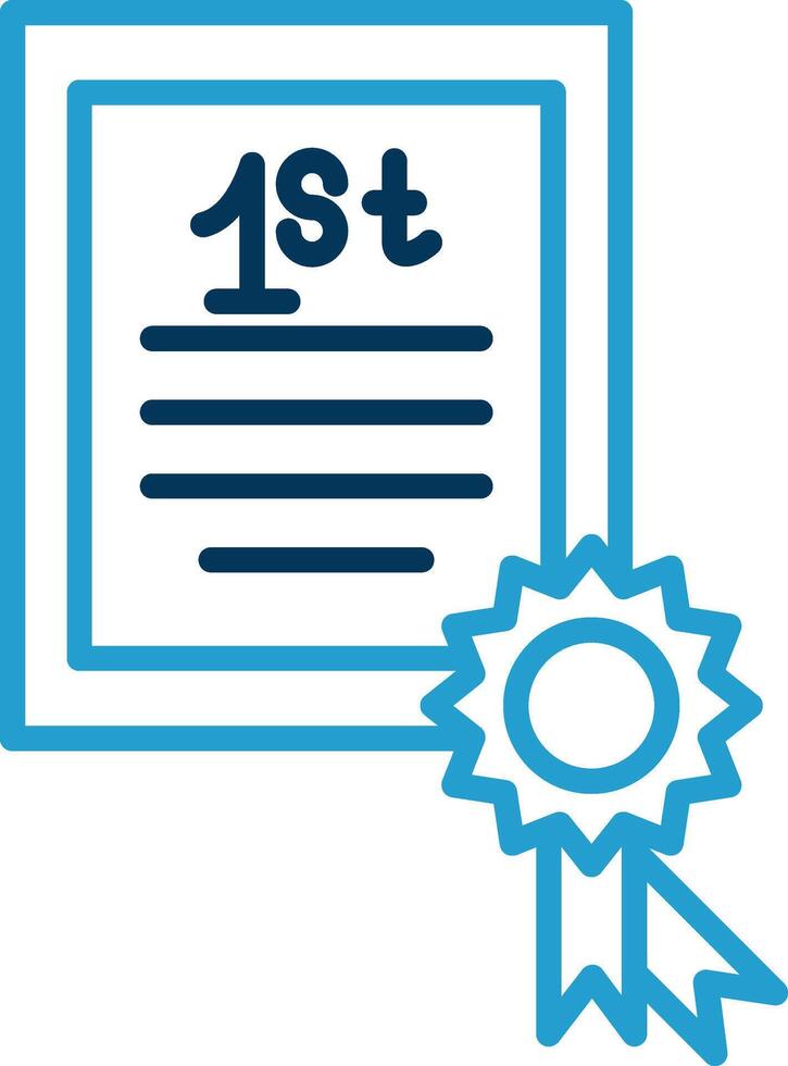 Certificate Line Blue Two Color Icon vector