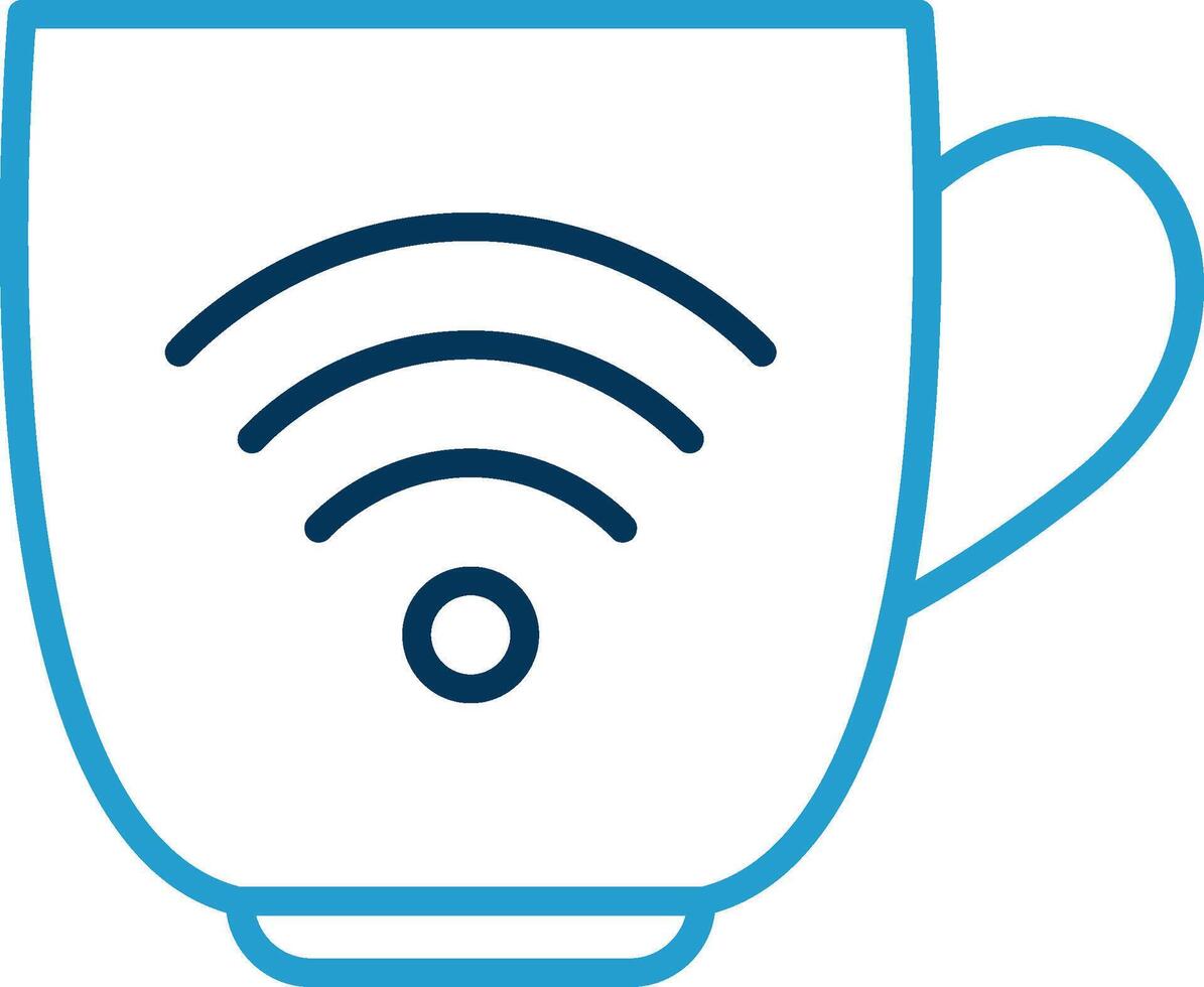 Wifi línea azul dos color icono vector