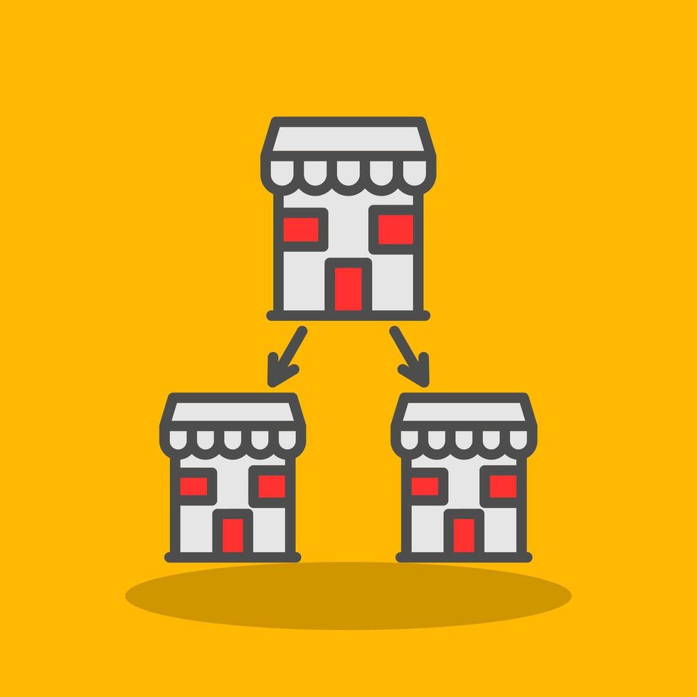 Chain Store Filled Shadow Icon vector
