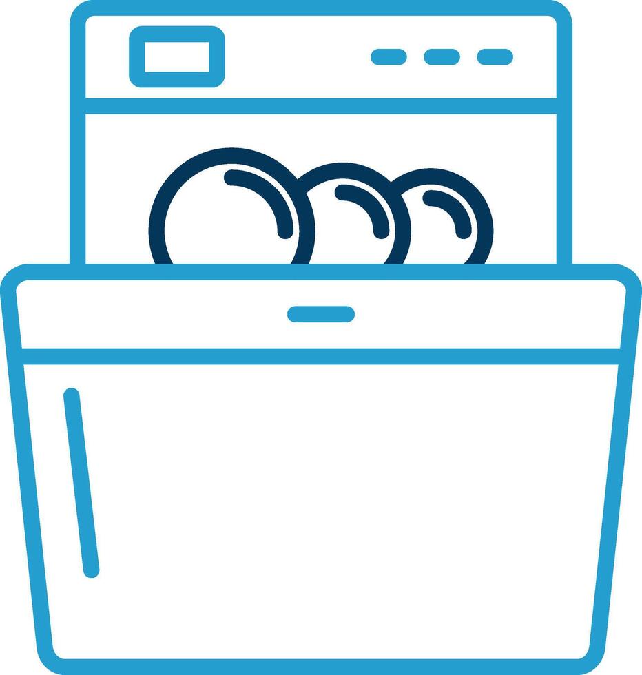 Dish Washing Line Blue Two Color Icon vector