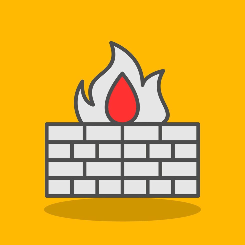 Firewall Filled Shadow Icon vector