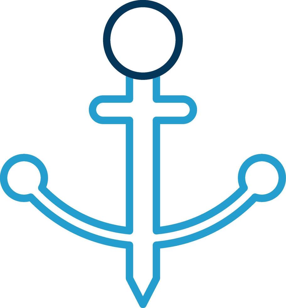 Anchor Line Blue Two Color Icon vector