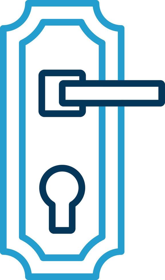 Door Handle Line Blue Two Color Icon vector