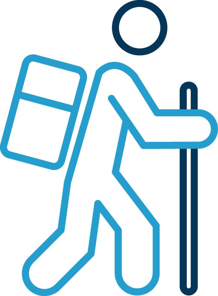 Hiking Line Blue Two Color Icon vector