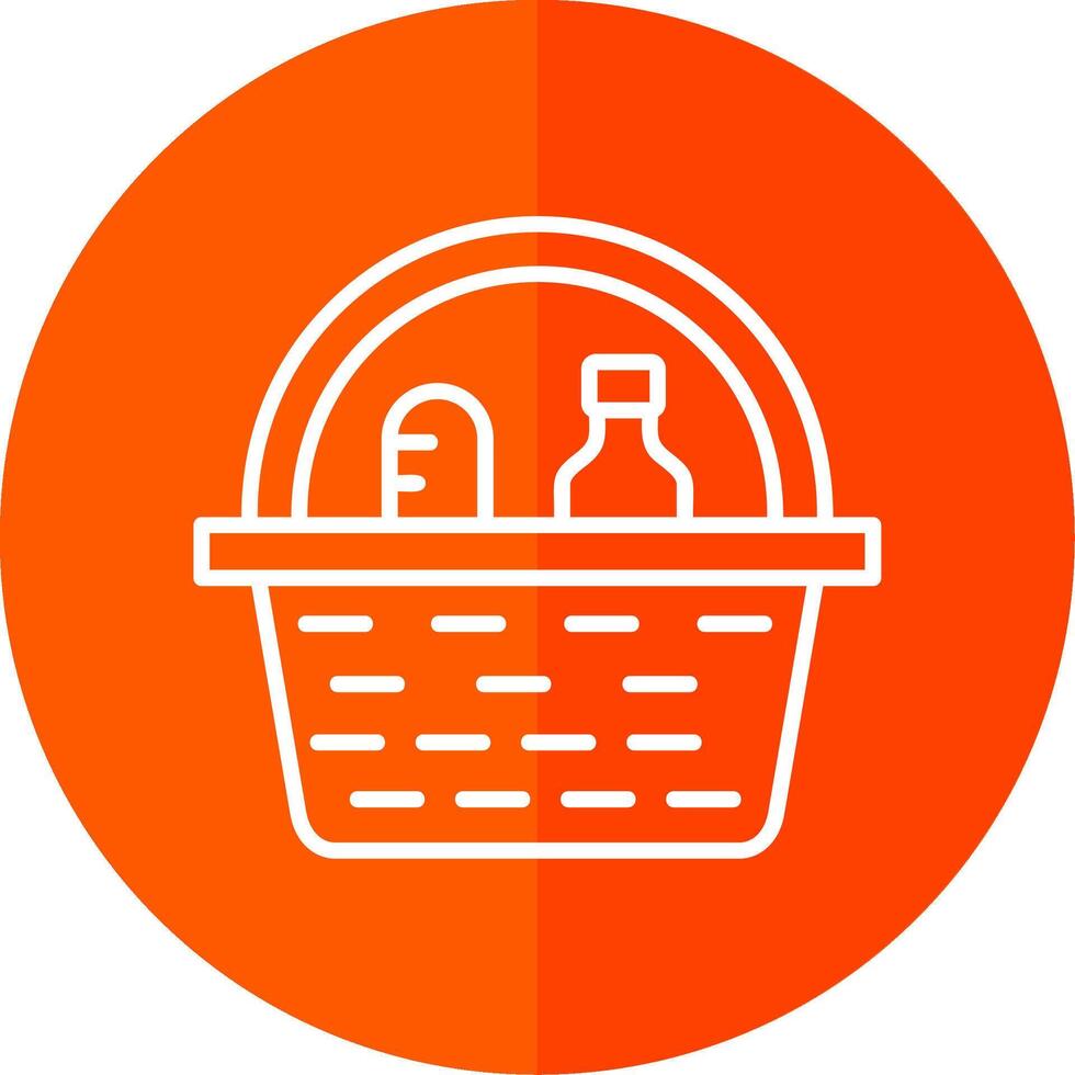 Picnic Basket Line Yellow White Icon vector