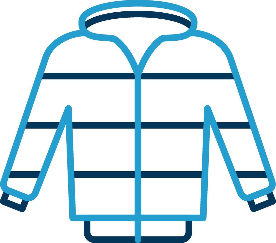 chaqueta línea azul dos color icono vector