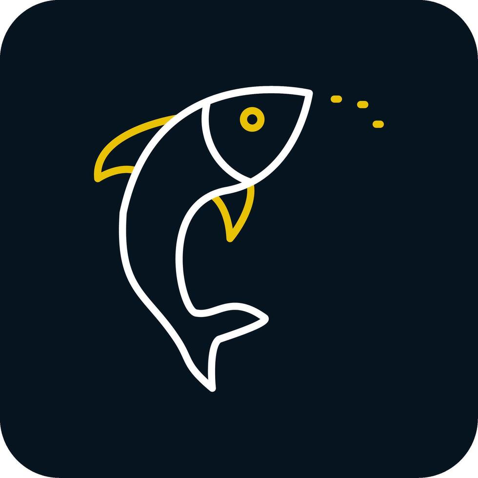 pescado línea amarillo blanco icono vector